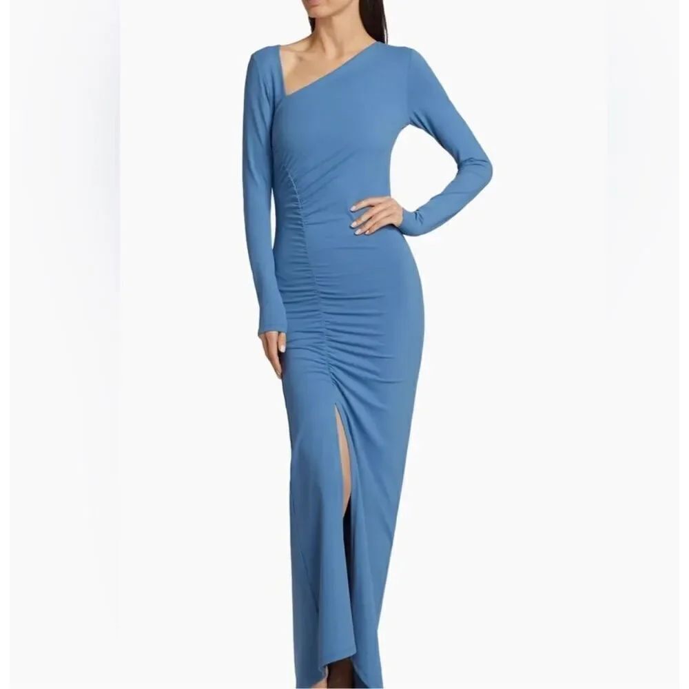 Susana Monaco Side Gather Split Dress Maxi Dress in Cornflower Size XS Nwt